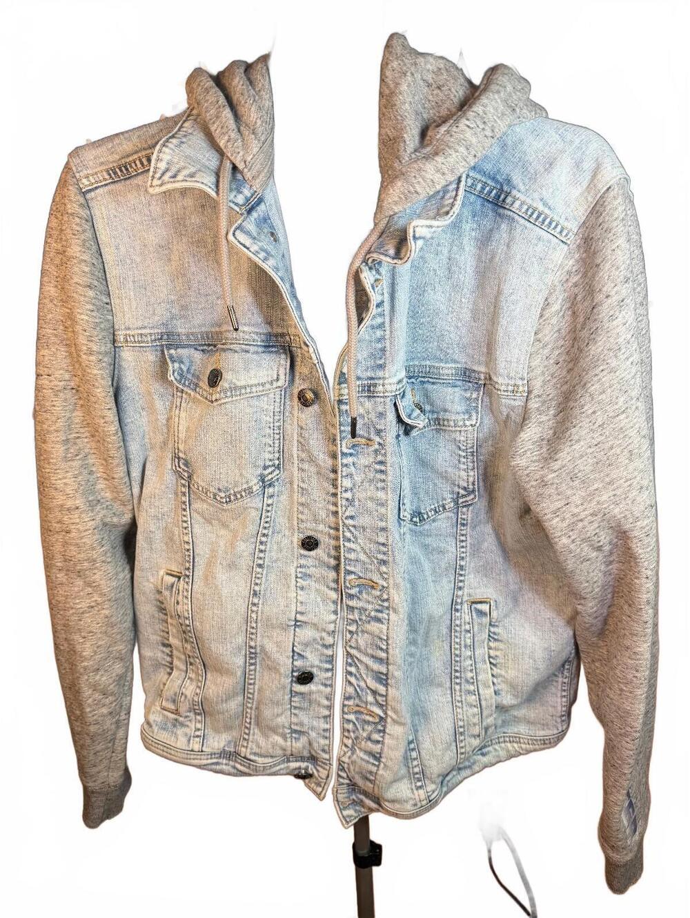 Hollister epic flex Mens Denim and Gray Hoodie Jacket hoody sz XL